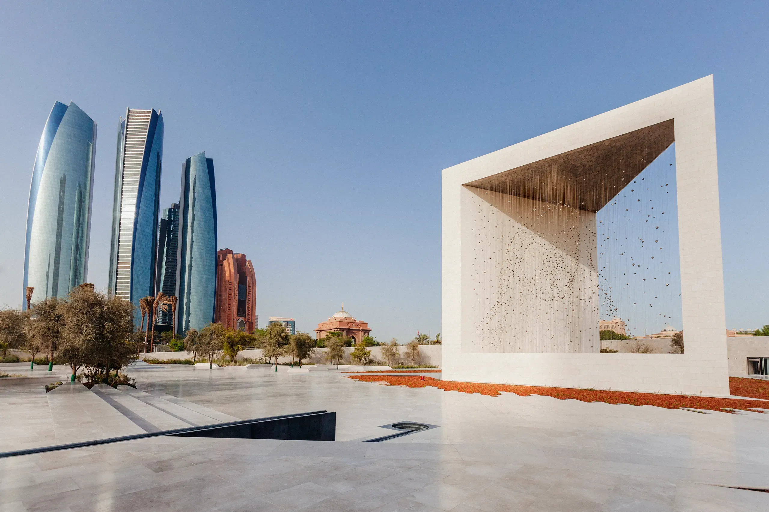 Founder s monument and etihad towers in abu dhabi 2026 01 08 08 23 09 utc